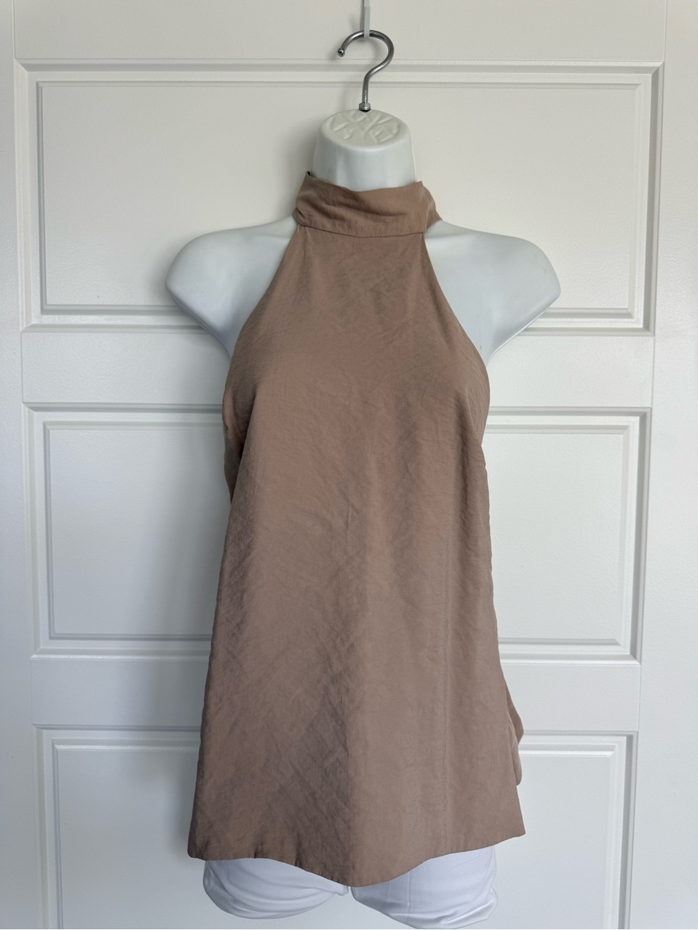 Zara High Neck Sleeveless Camisole in Taupe